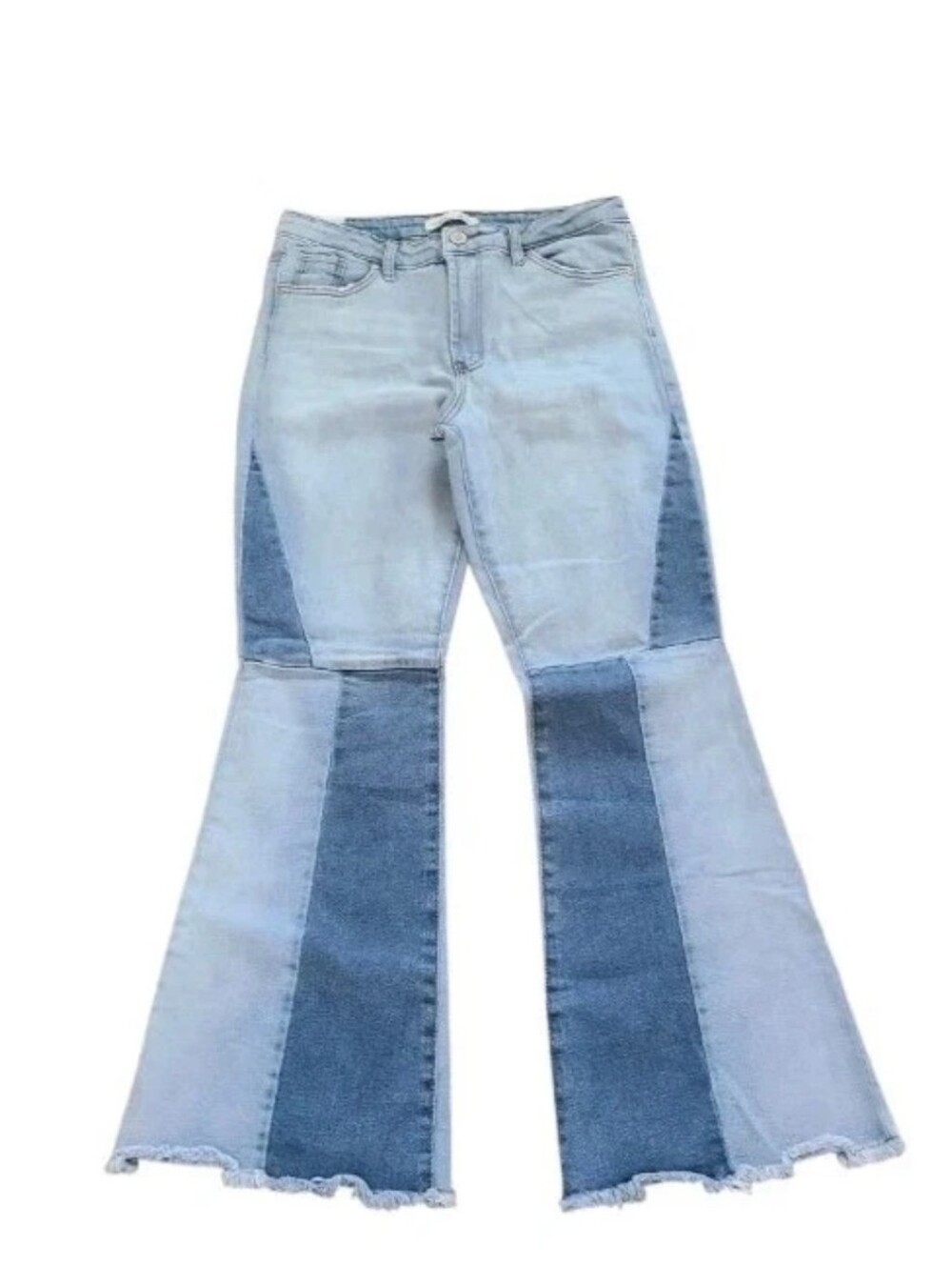 Almost Famous Two Tone Panel Blue Colorblock Distressed Jeans SZ 13 Hippie
